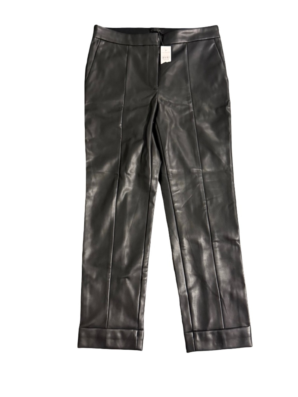 Ann Taylor Faux Leather High-Waist Straight Leg Pants - Black Vegan Leather Trou